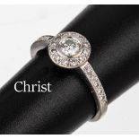 14 kt Gold CHRIST Brillant-Ring, WG 585/000, mittiger