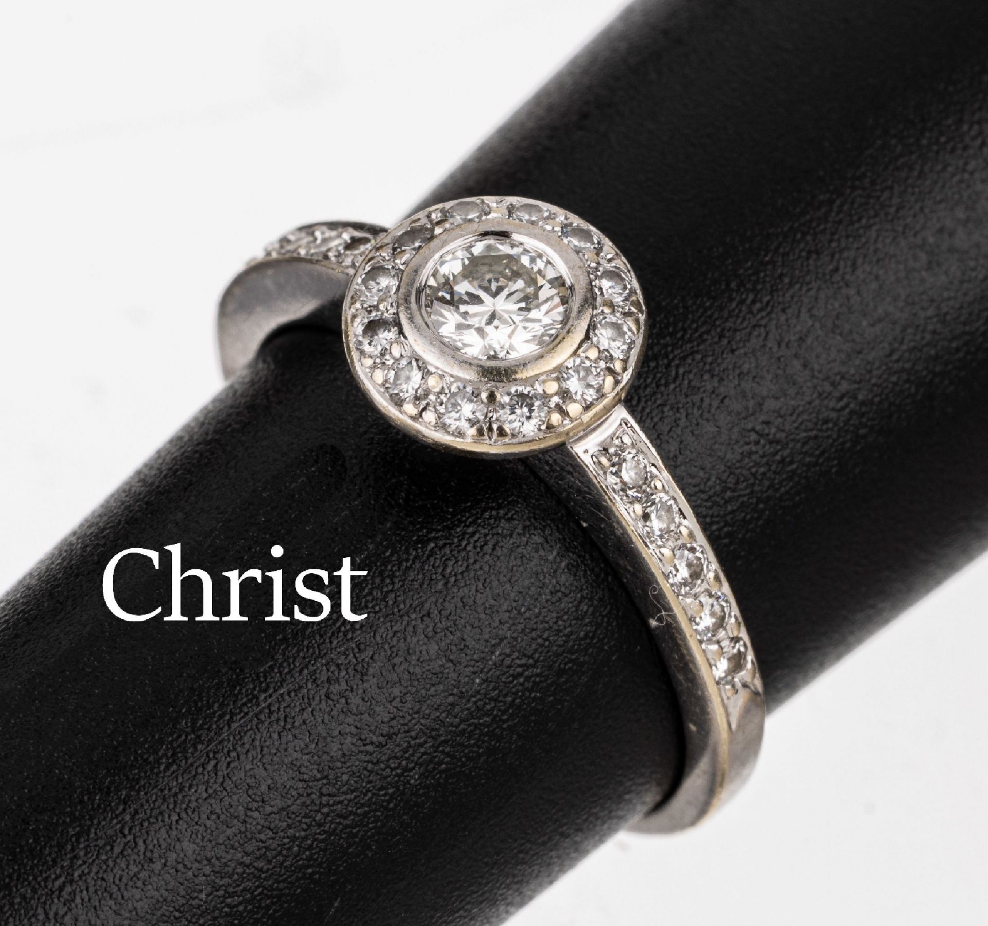 14 kt Gold CHRIST Brillant-Ring, WG 585/000, mittiger