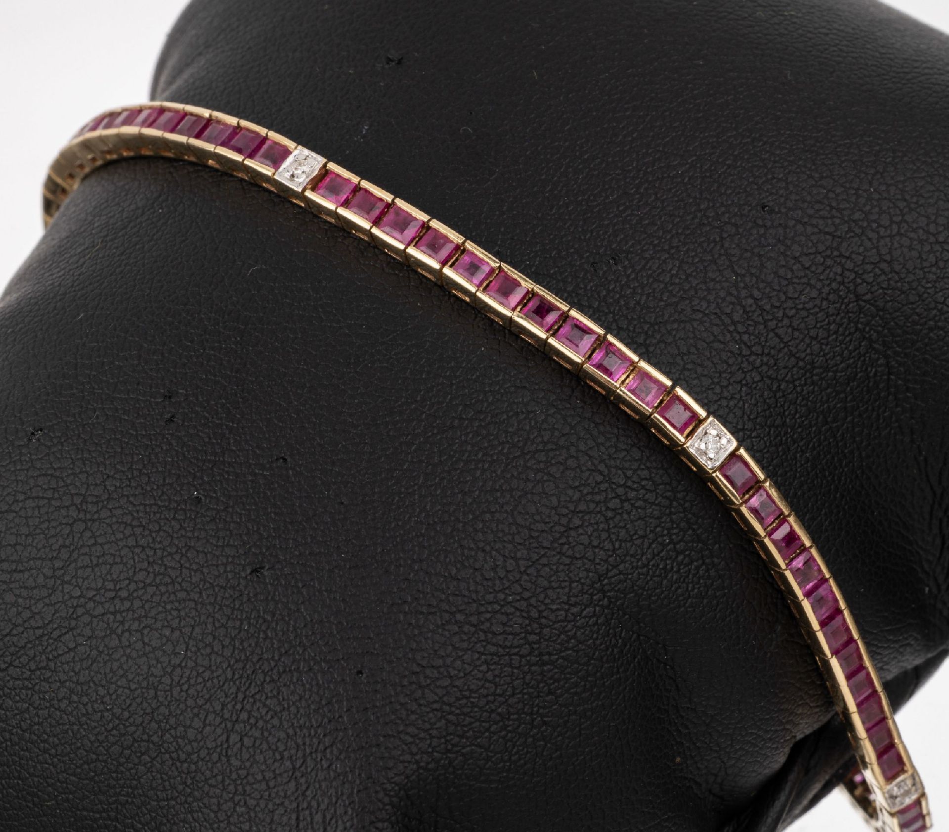 14 kt Gold Rubin-Brillant-Armband, GG 585/000,