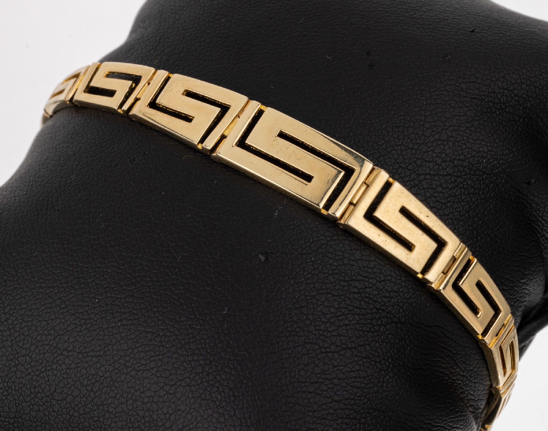 14 kt Gold Armband, GG 585/000, Mäanderband im Verlauf,