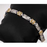 18 kt Gold Diamant-Armband, GG/WG 750/000, 16 Brillanten