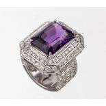Exclusiver 18 kt Gold Amethyst Brillant-Ring, WG