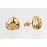 Paar 18 kt Gold Brillant-Ohrstecker, 'Herze', GG