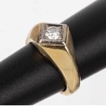 14 kt Gold Brillant-Ring, GG/WG 585/000, inWG gefasster