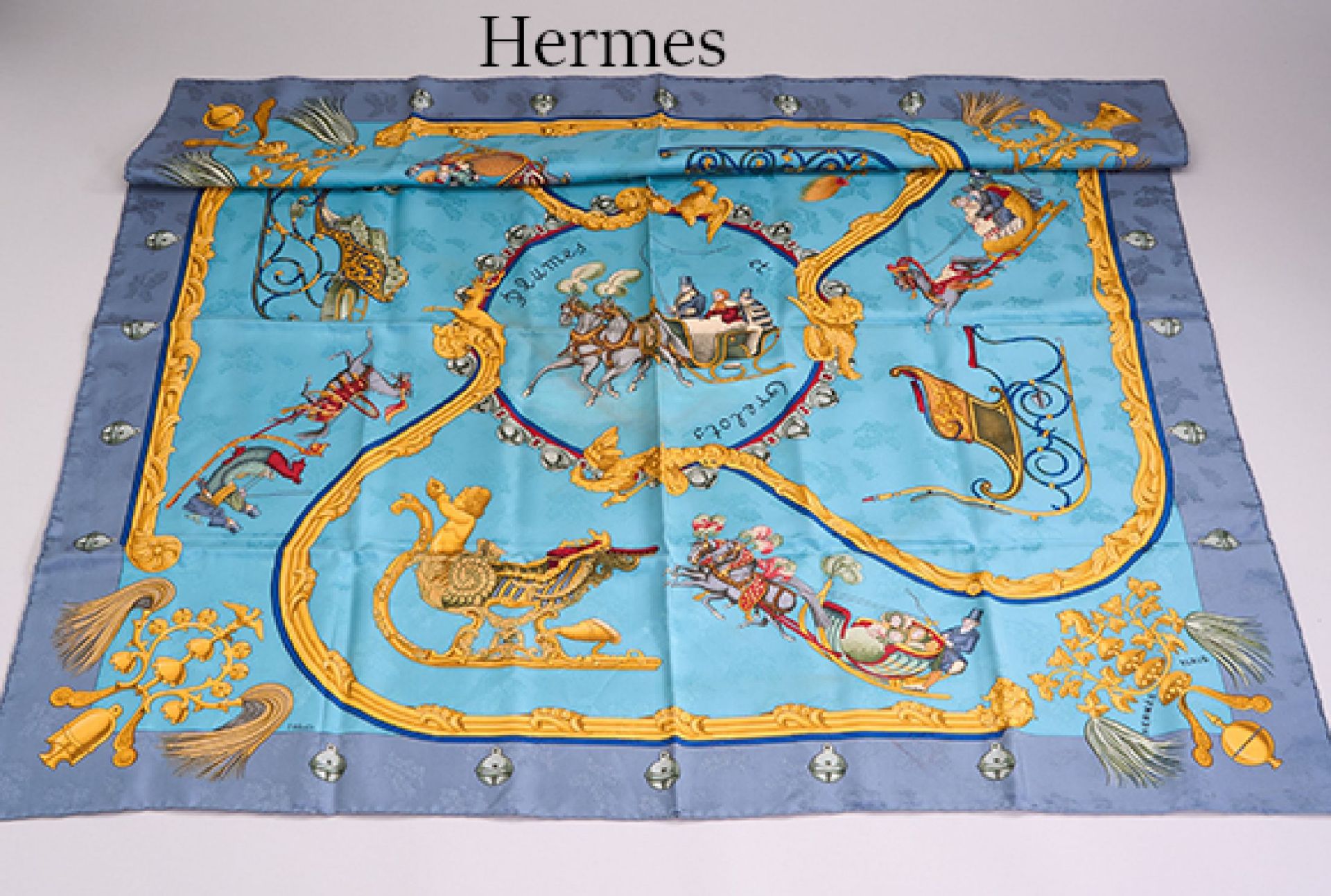 HERMES Seiden Carree Plumes et Grelots, Paris 1995,