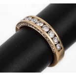 14 kt Gold Brillant-Ring, GG 585/000, 9 Brillanten und