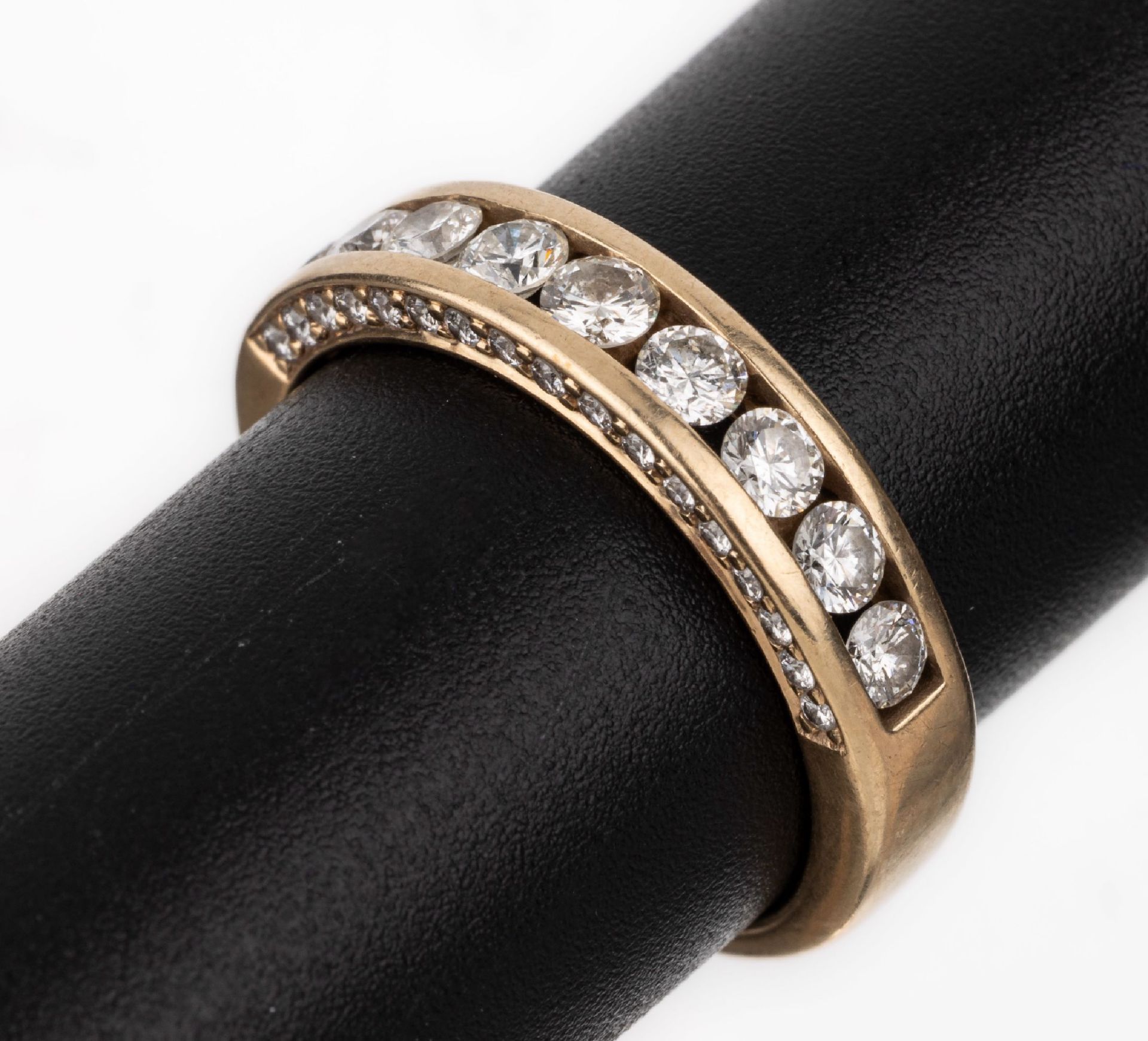 14 kt Gold Brillant-Ring, GG 585/000, 9 Brillanten und