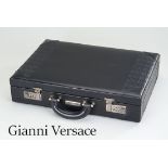 GIANNI VERSACE vintage Aktenkoffer, schwarzes Leder,