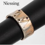 14 kt Gold NIESSING Farbstein-Ring, GG/WG 585/000,