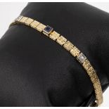 14 kt Gold Diamant-Farbstein-Armband, GG 585/000,