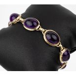 14 kt Gold Amethyst-Armband, GG 585/000, 8 ovale