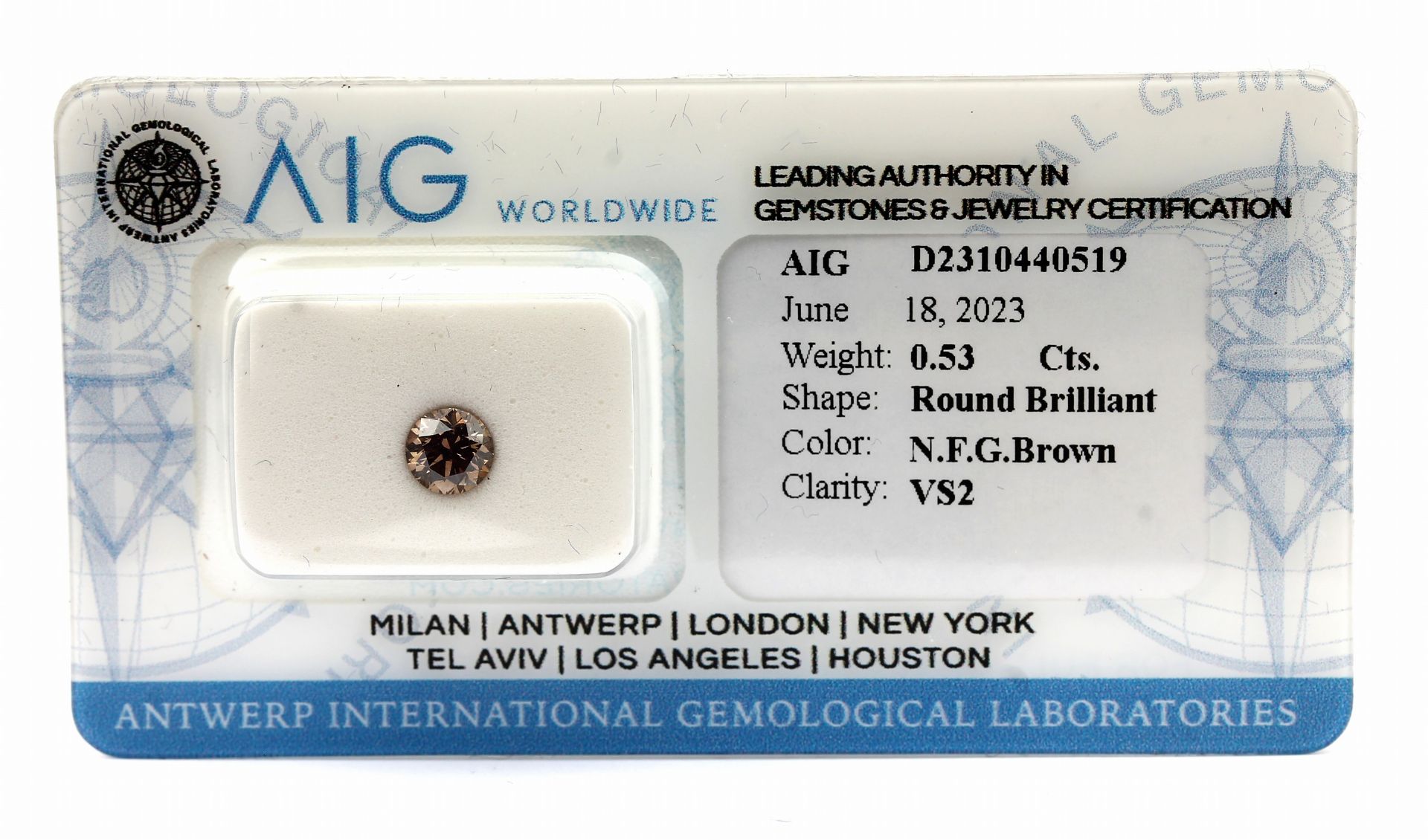 Loser Brillant, 0.53 ct natural fancy grayish brown/vs2,