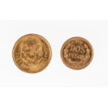 Konvolut 2 Goldmünzen, Mexiko, 1 x 2.5 Pesos 1945, 1 x 2