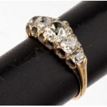 18 kt Gold Diamant-Ring, um 1870/80, GG 750/000 gepr., 5