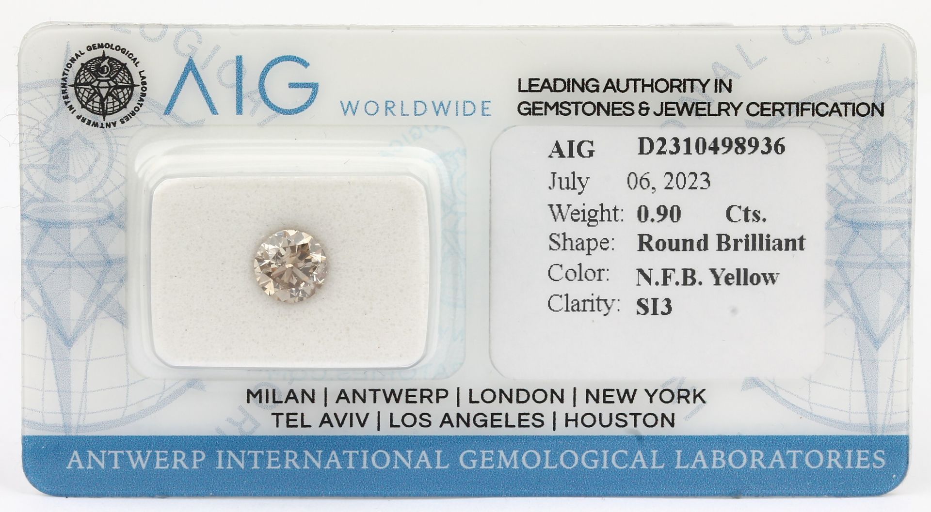 Loser Brillant, 0.90 ct natural fancy brownyellow/si3,