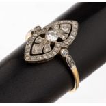 14 kt Gold Art-Deco Diamant-Ring, GG 585/000 und Platin,
