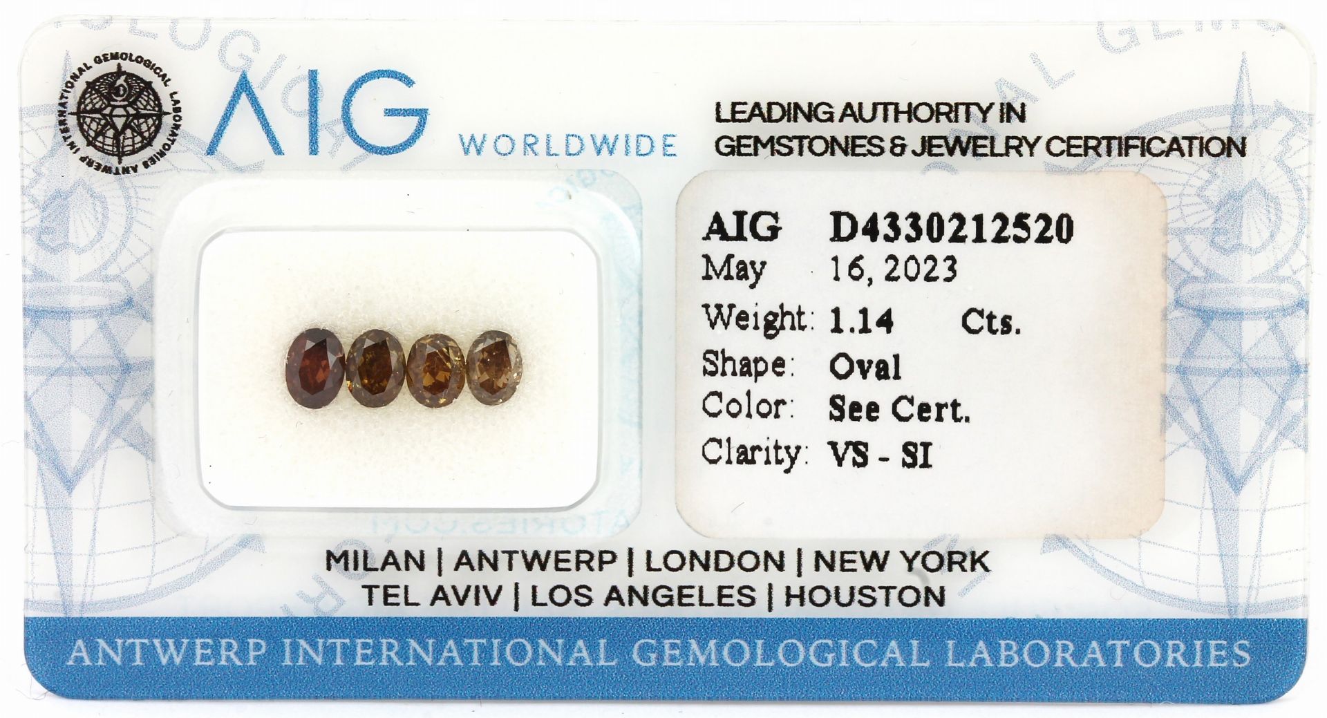 Lot 4 lose Diamanten, 1.14 ct natural fancybrown & deep