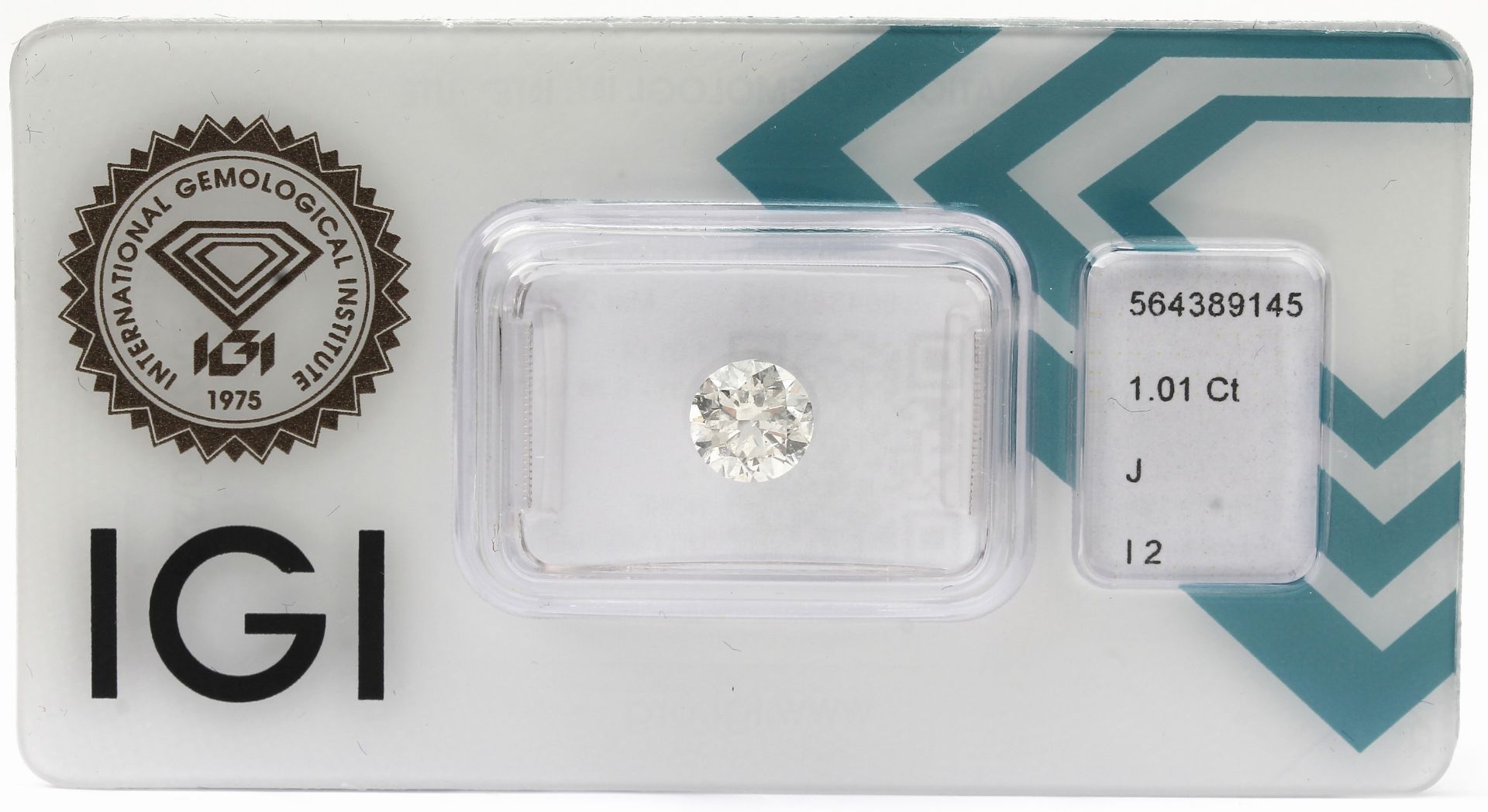 Loser Brillant, 1.01 ct l.get.Weiß(J)/p2, eingeschweißt,