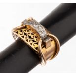 14 kt Gold Diamant-Ring, GG/WG 585/000, 1940er Jahre, 7