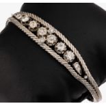18 kt Gold Diamant-Armband,   WG 750/000, 2- rhg., sat.,