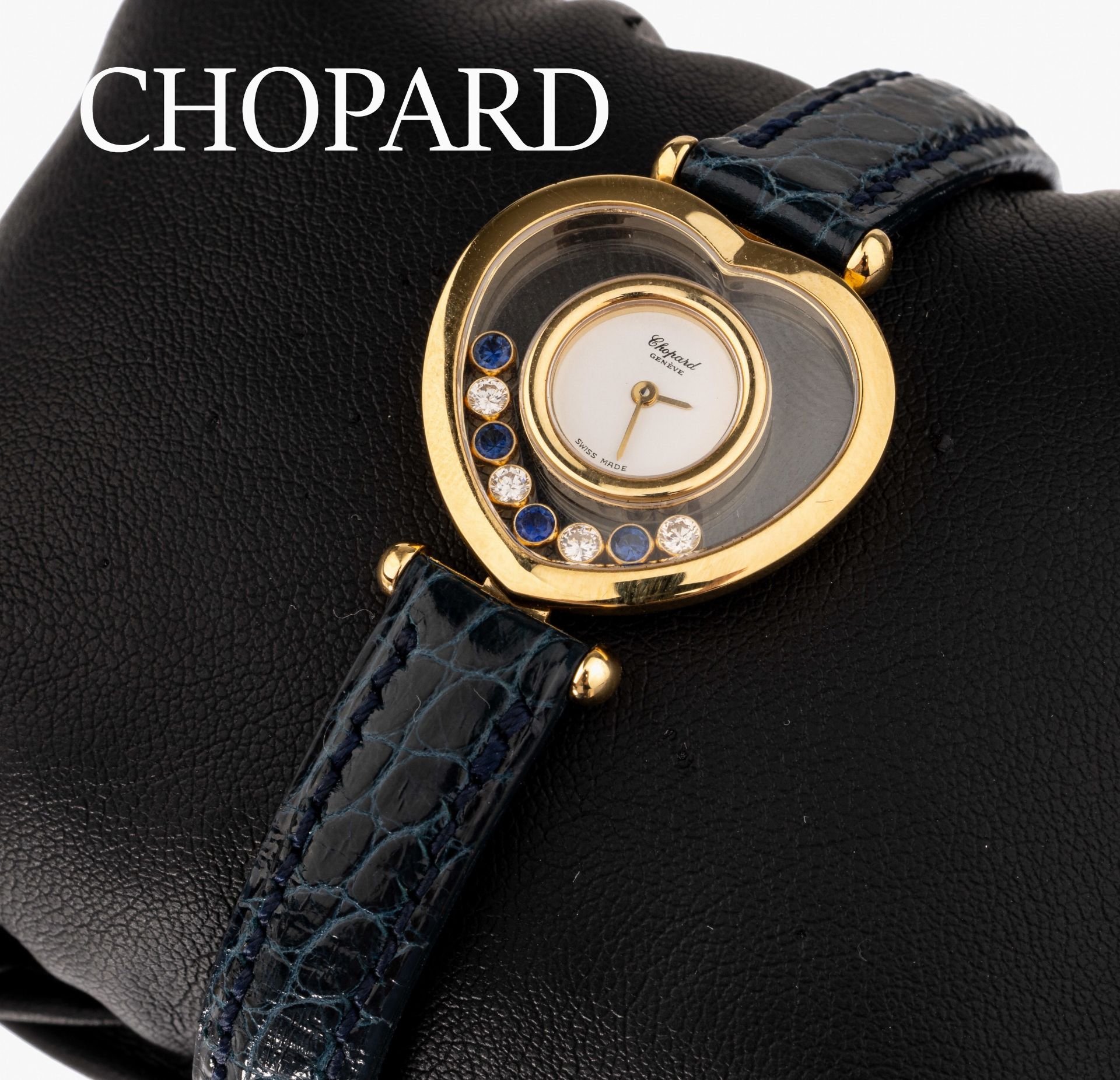 18 kt Gold CHOPARD Saphir-Brillant- Damenschmuckuhr,   GG