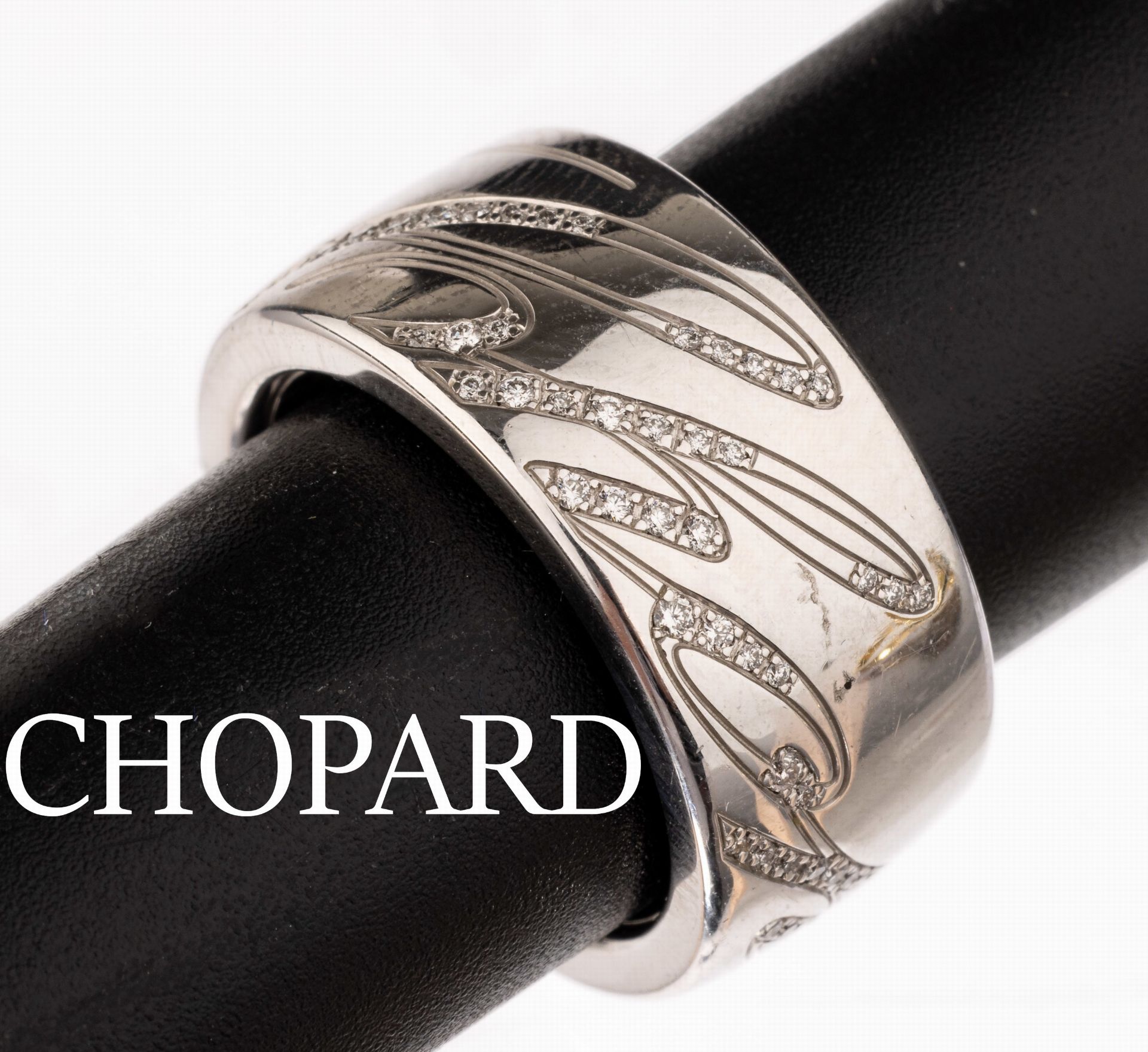 18 kt Gold CHOPARD Brillant-Ring,   WG 750/000, Schriftzug