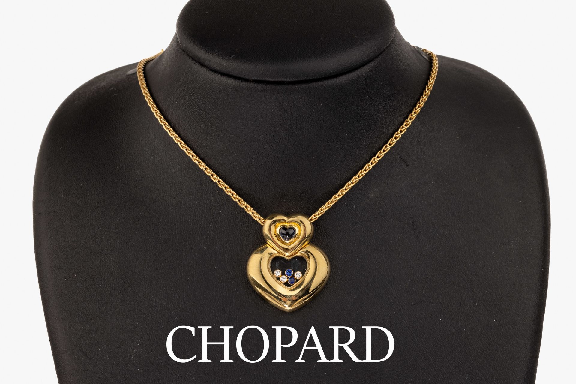 18 kt Gold CHOPARD Brillant-Saphir-Anhänger,   GG 750/000,