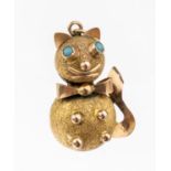 14 kt Gold Anhänger 'Katze',   GG 585/000, vollplastisch,