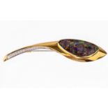 18 kt Gold Opal-Brillant-Brosche,   GG/WG 750/000,