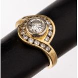 18 kt Gold Brillant-Ring, GG 750/000, mittiger Brillant