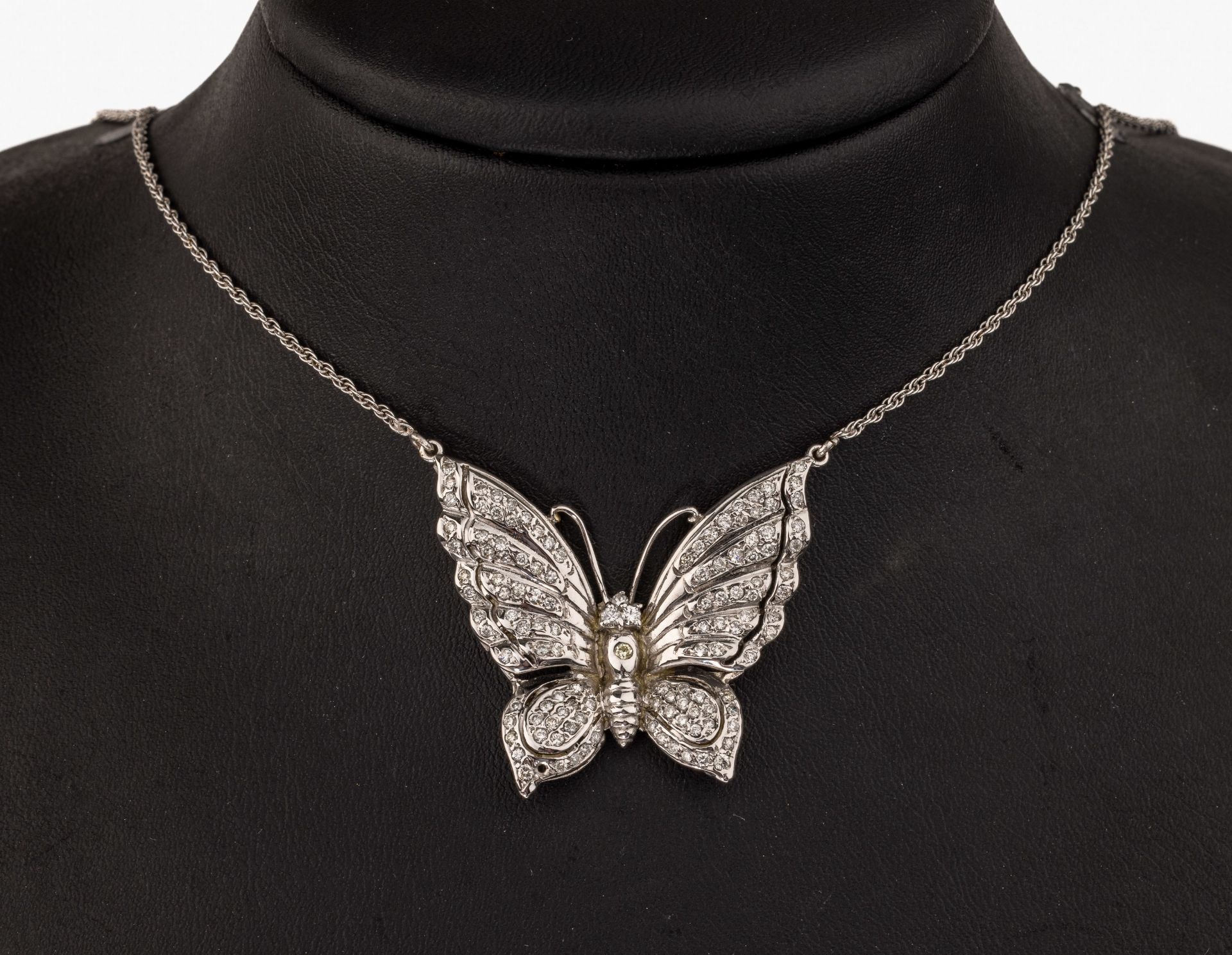 14 kt Gold Brillant-Collier 'Schmetterling',   WG 585/000,