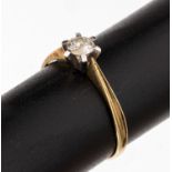 14 kt Gold Brillant-Ring, GG/WG 585/000, inWG gefasster