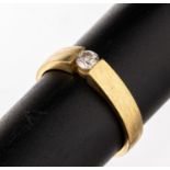 18 kt Gold Brillant-Ring, GG 750/000, sat.,1 Brillant