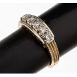 14 kt Gold Brillant-Ring,   GG/WG 585/000, 5 in WG