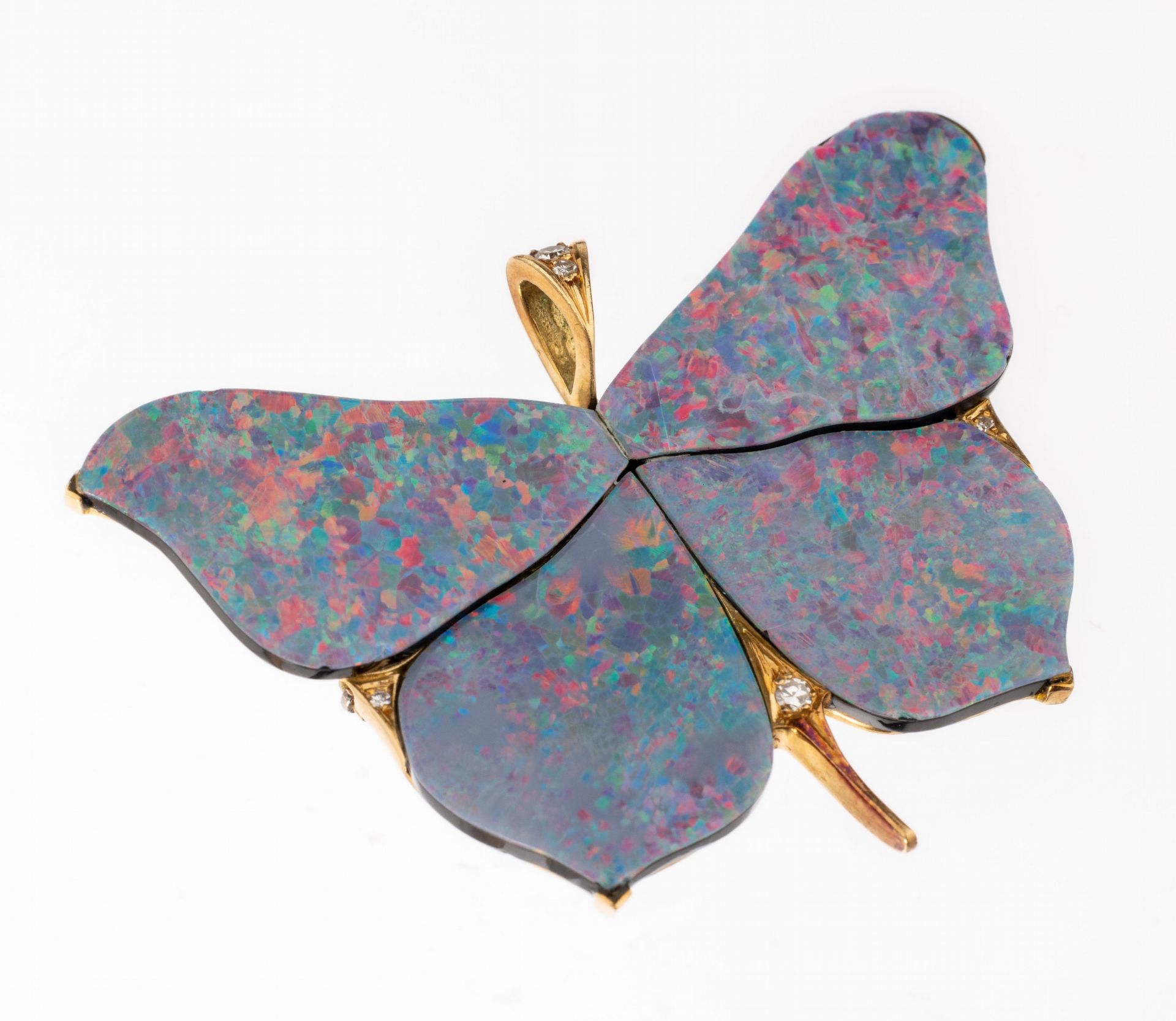 18 kt Gold Opal-Anhänger 'Schmetterling',   GG 750/000,