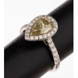 18 kt Gold-Diamant-Ring,   WG 750/000, Diamanttropfen ca.