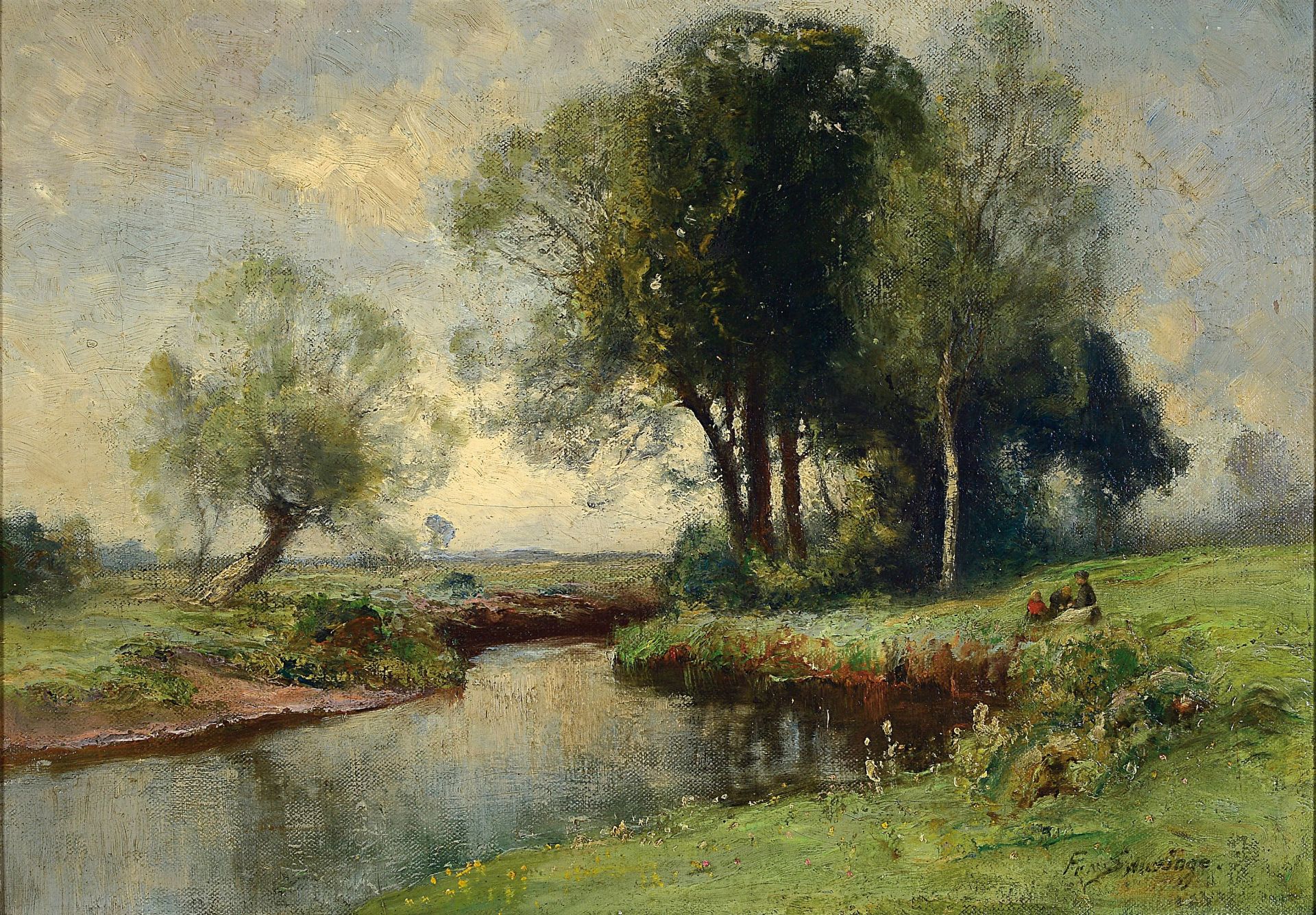 Friedrich Schwinge, 1852-1913 Hamburg,  drei Kinder am