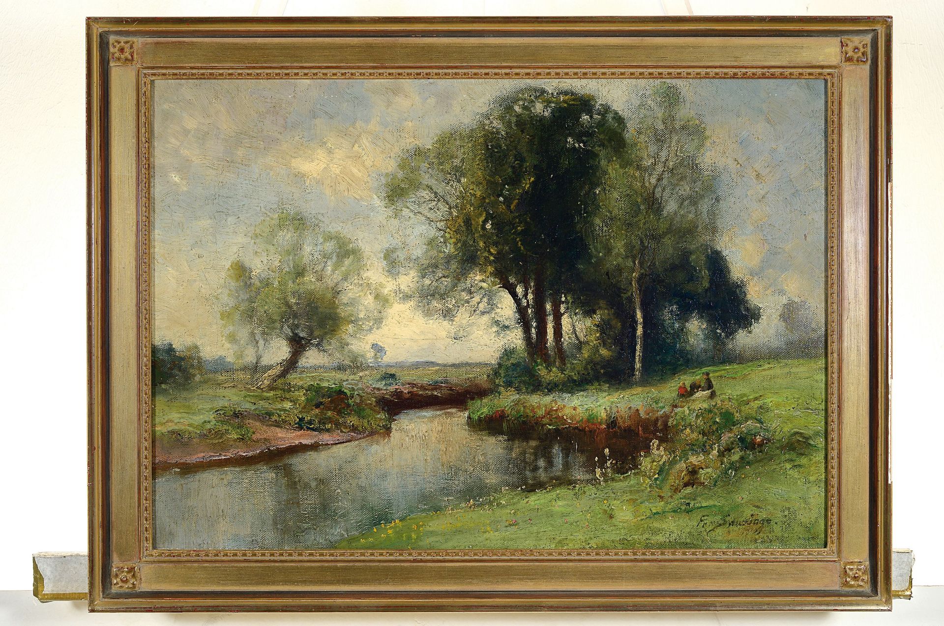 Friedrich Schwinge, 1852-1913 Hamburg,  drei Kinder am - Bild 3 aus 4