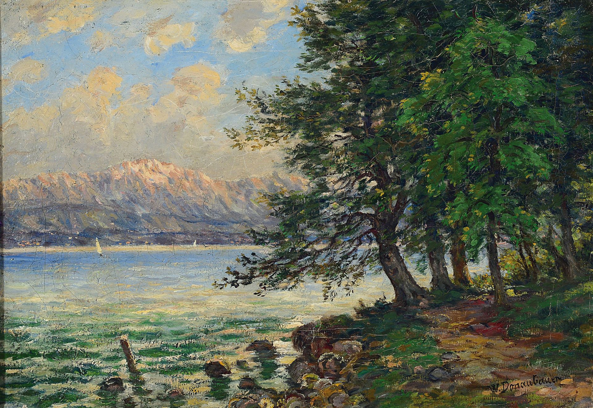 Wilhelm Donaubauer, 1866-1949,  Landschaft am Starnberger