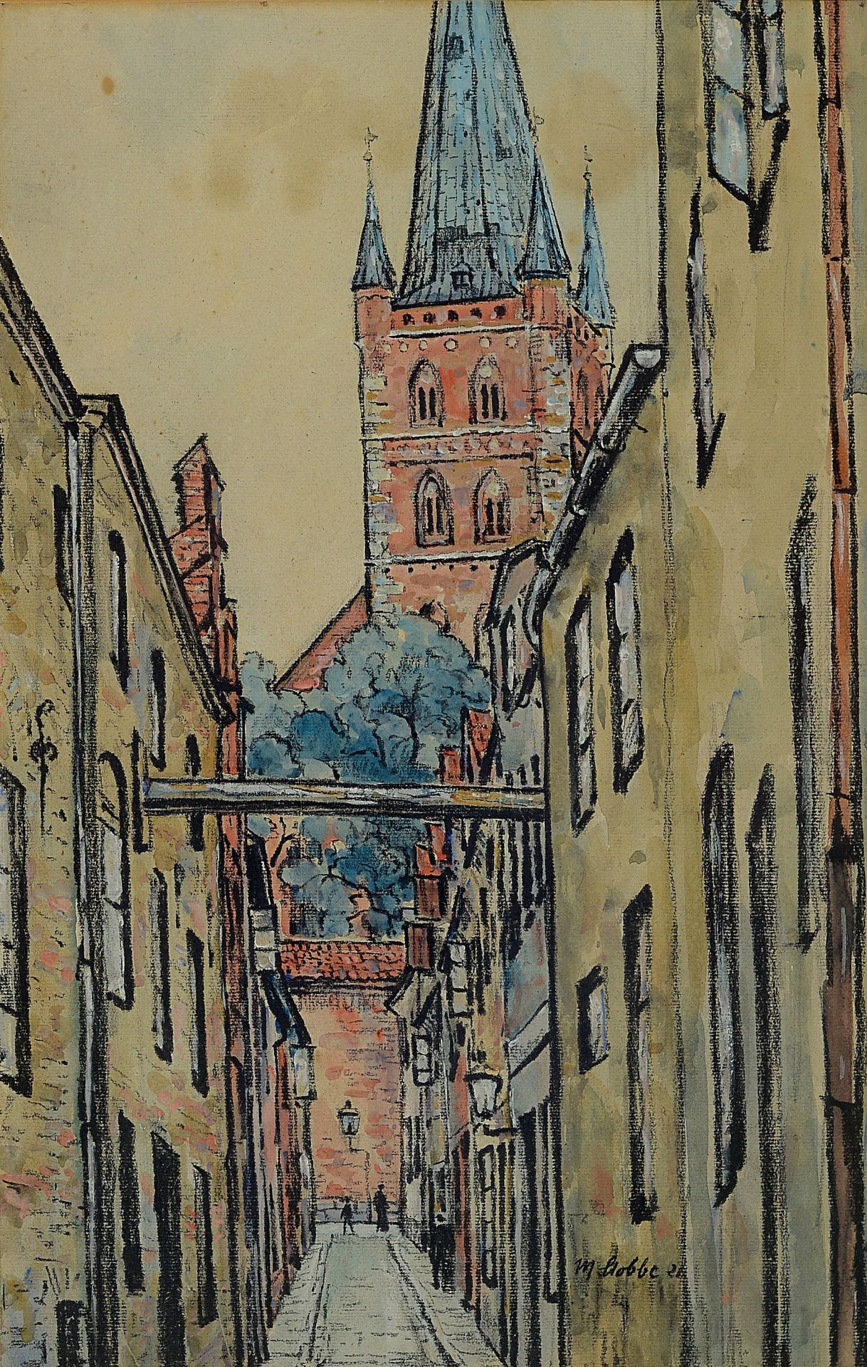 Max Stobbe, 1883 Altona-1963 Hamburg,  Stadtansicht mit