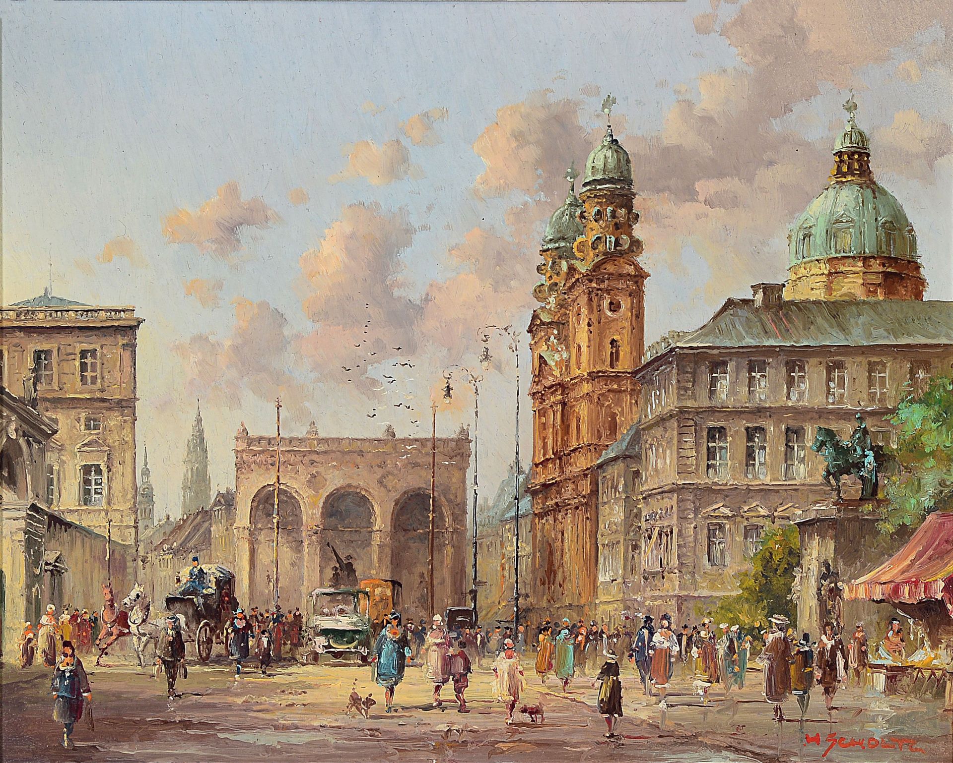 Heinz Scholz, geb. 1925,  Der Odeonsplatz in München,