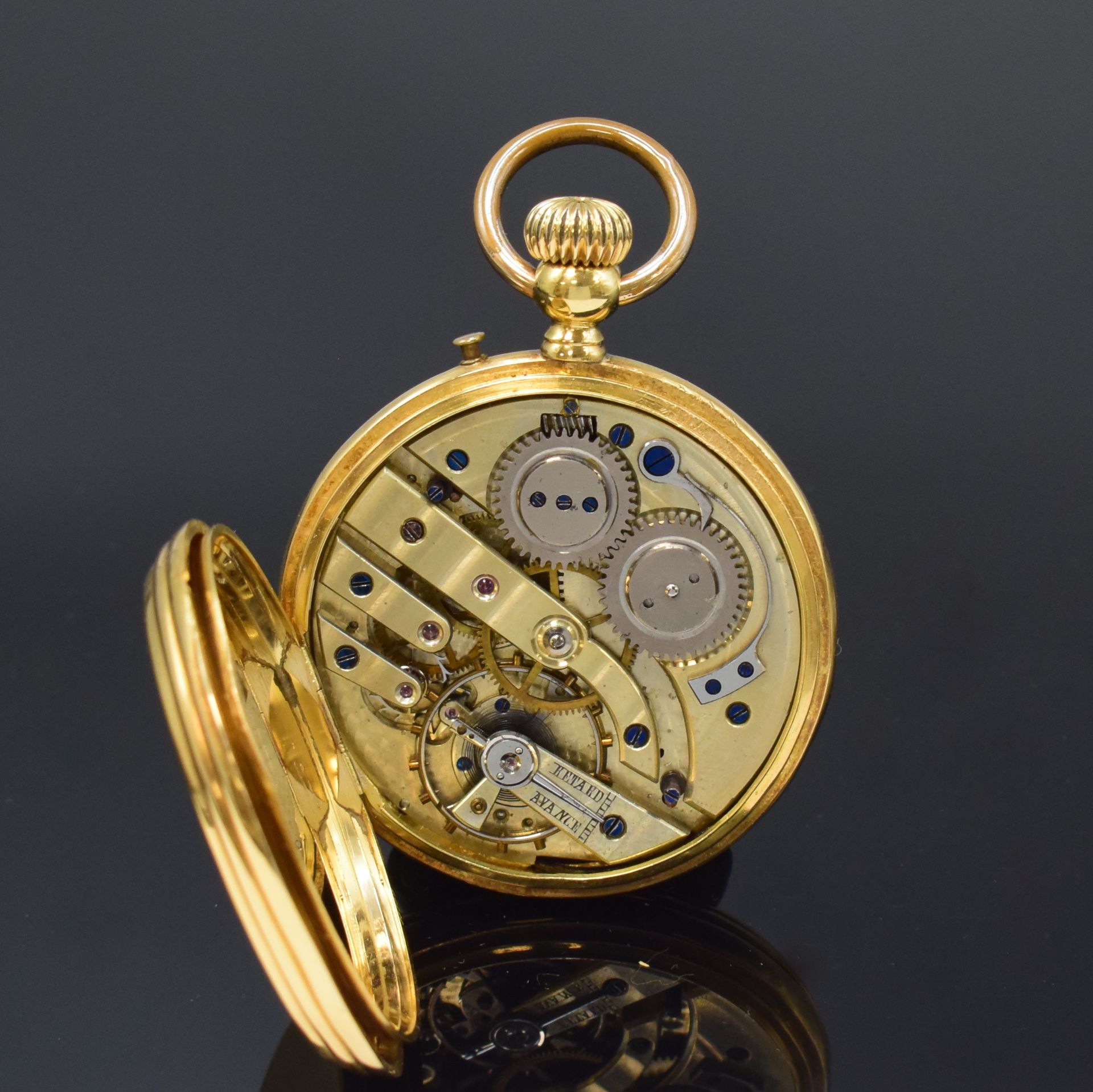 Savonette Herrentaschenuhr in GG 750/000, Schweiz um - Bild 8 aus 8