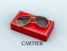 CARTIER Sonnenbrille, Metall verg., Rahmengröße 140, blau