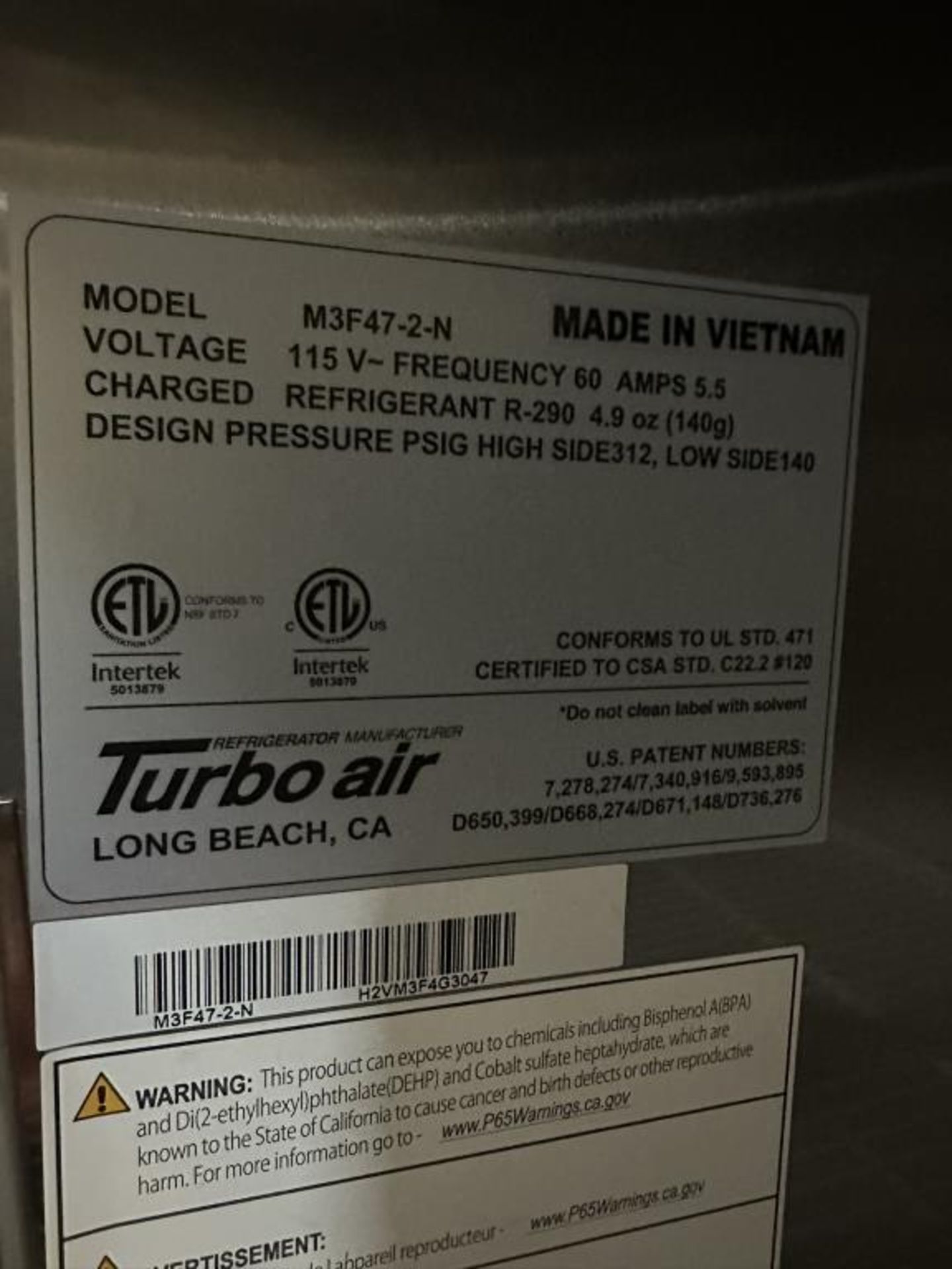Turbo Air2-Door Commercial Freezer - Image 3 of 3