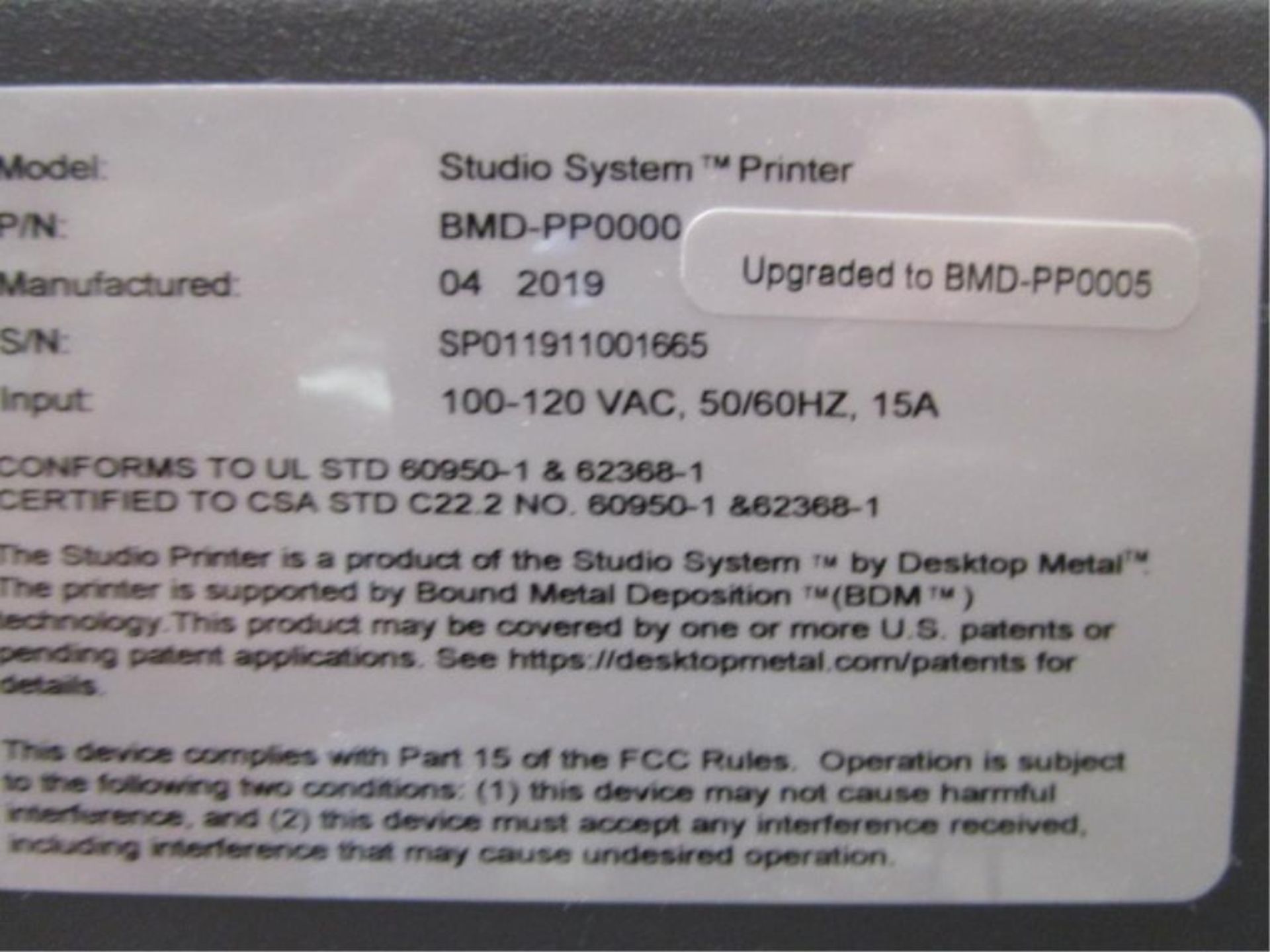 Desktop Metal BMD PP0005 Studio System - Image 3 of 4