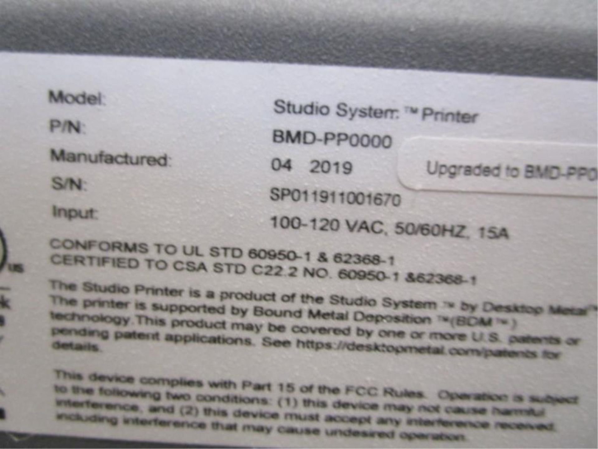 Desktop Metal BMD PP0005 Studio System - Image 2 of 5