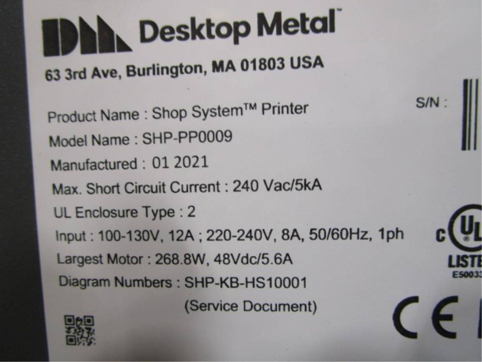 Desktop Metal SHP-PP0009 Shop System Printer - Image 6 of 9