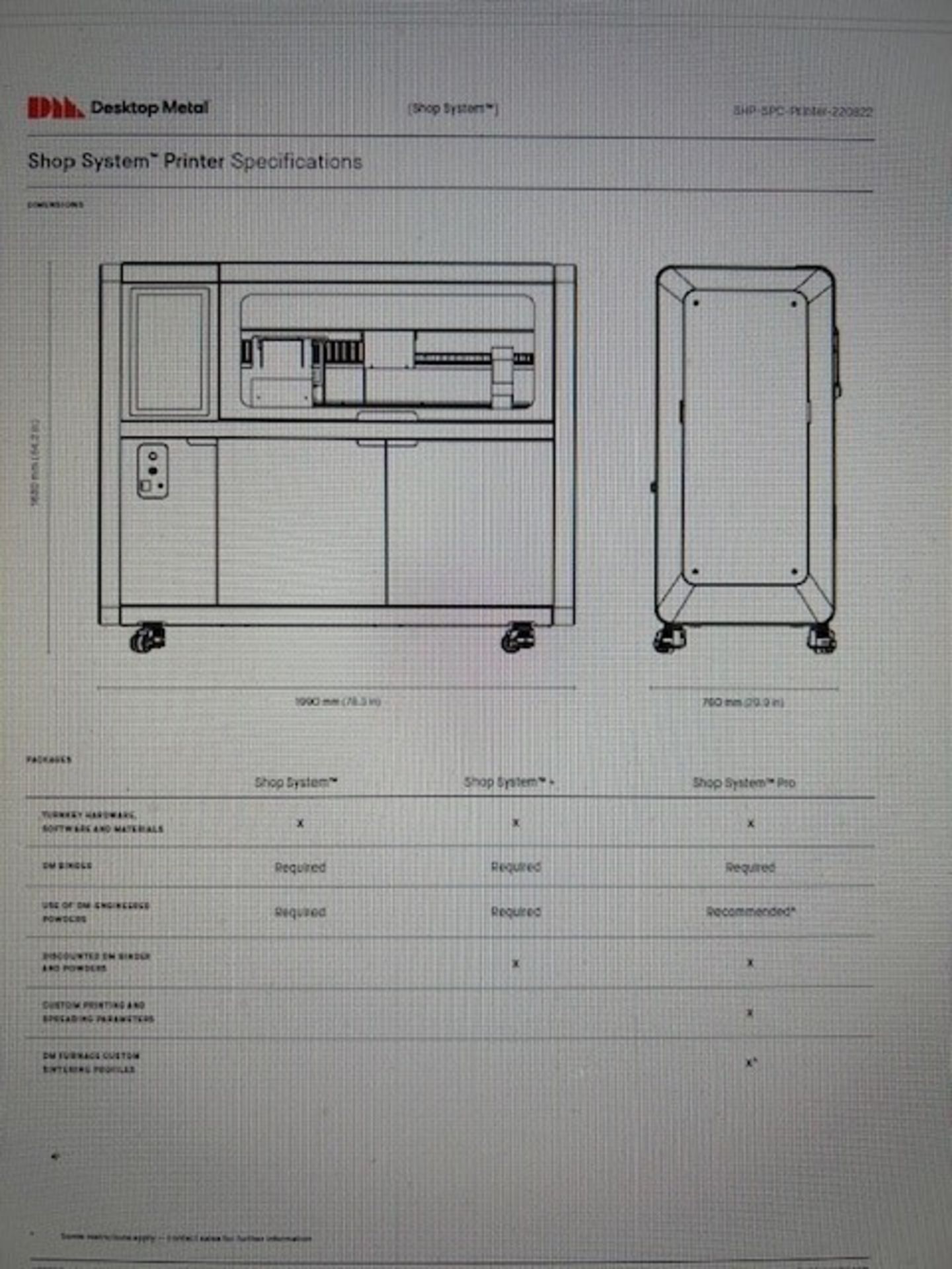 Desktop Metal SHP-PP0009 Shop System Printer - Image 8 of 8