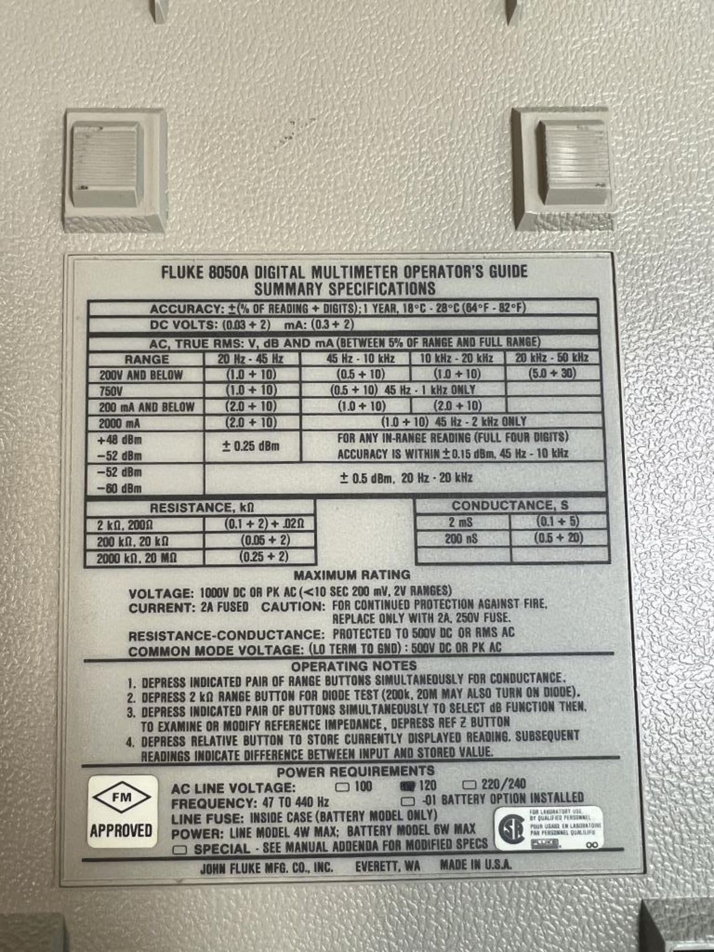 Fluke 8050A Digital Multimeter - Image 2 of 2