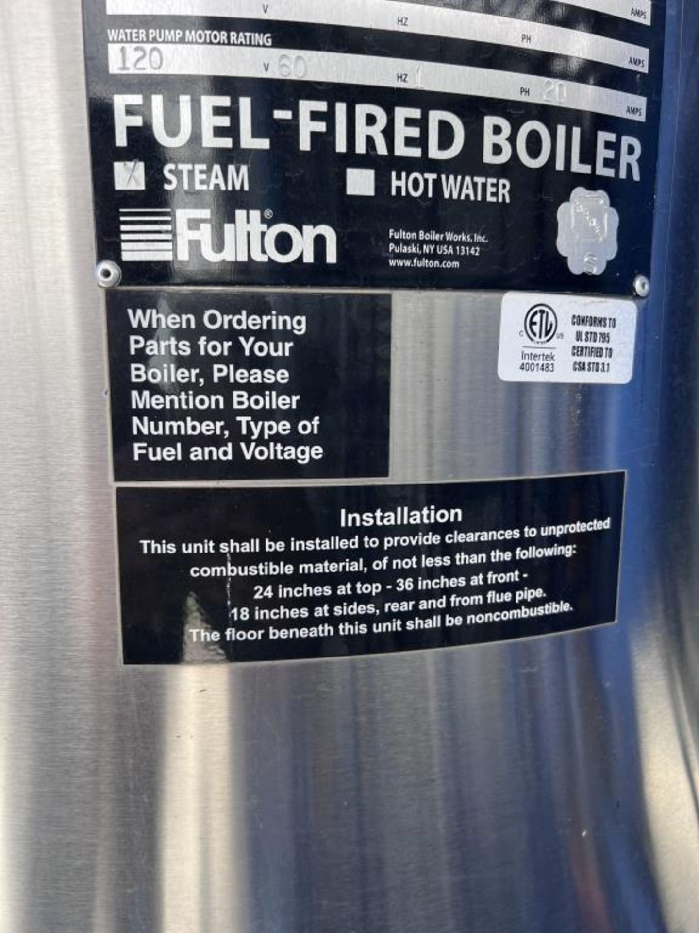 Fulton Tribute Vertical Tubeless Boiler Skid - Image 20 of 40